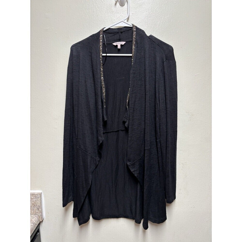 Juicy Couture L Embellished Trim Open Front Cardigan Sweater Women's